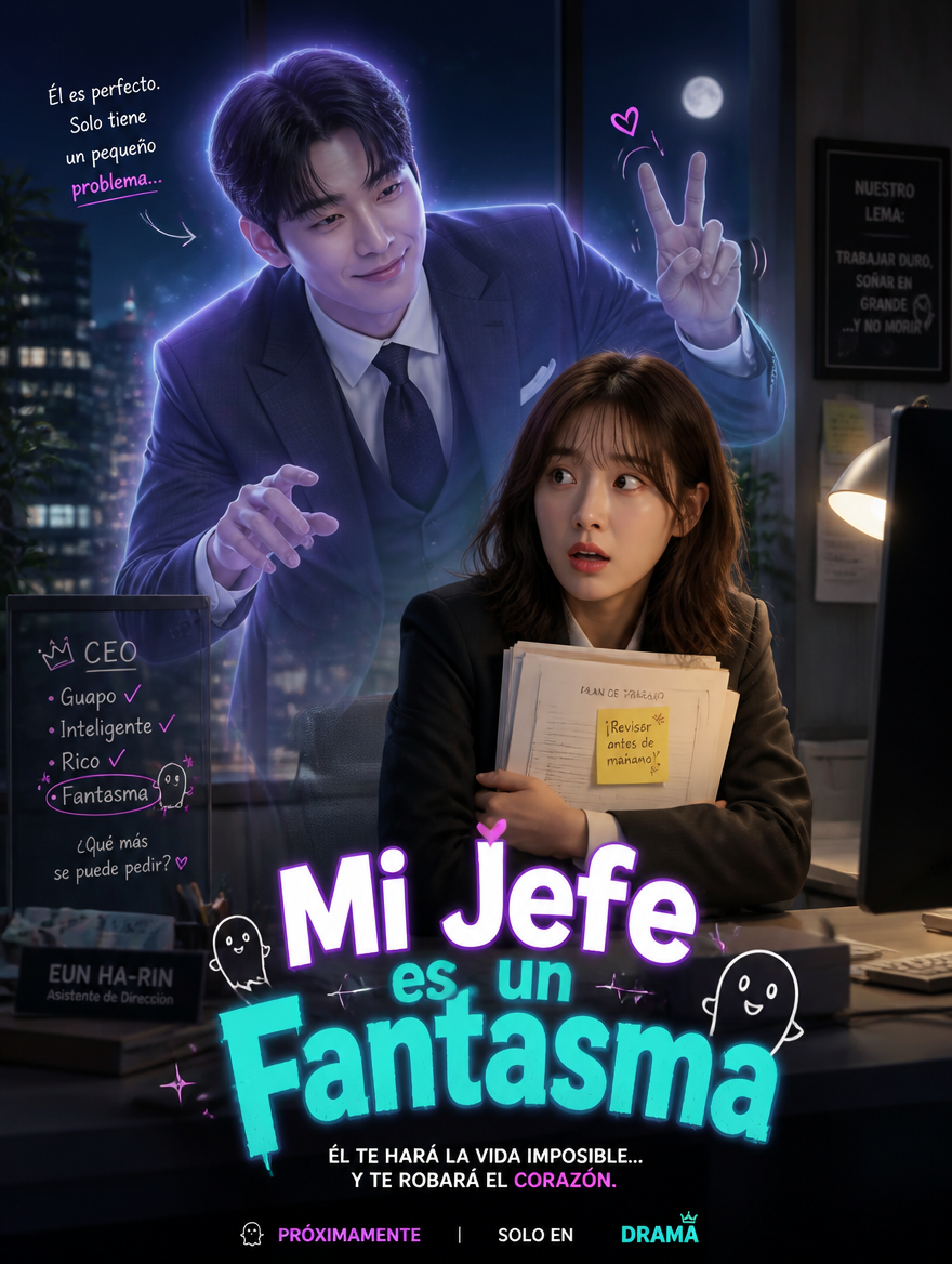 Póster de la serie ficticia Mi Jefe es un Fantasma