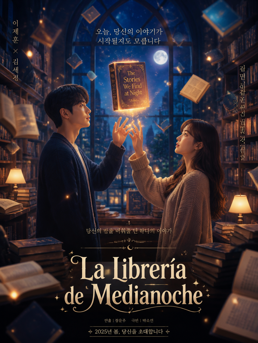 Póster de la serie ficticia La Librería de Medianoche